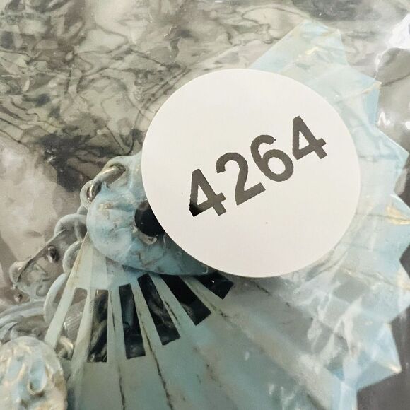 Vintage Enamel Steampunk Whimsical Fan Heart Dangle Chain Brooch Unique 4264 - Picture 10 of 10